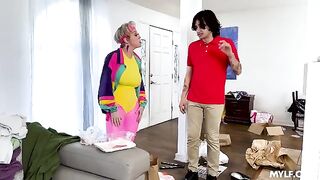 The guy's cock was too large, so the cute girl fainted