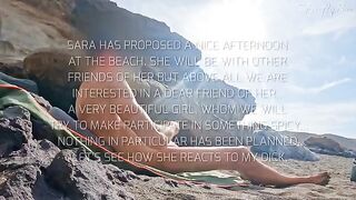 Two girls almost got caught jerking off on a nude beach in HD