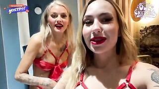 The girl is horny and funny, inviting two guys for a threesome