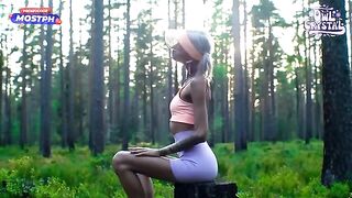 A girl sucked a cock of her neighbor in the forest