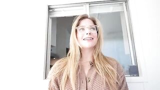 The blonde slut got a huge load of cum on her face under the table