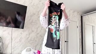 A girl practices with her stepbrother, exploring intimate skills