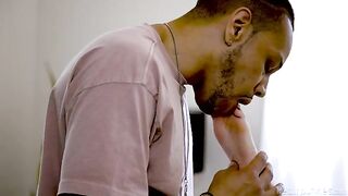 A black guy licks the pussy of his blonde mistress, delivering intense pleasure