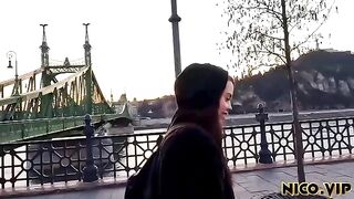 The man fucks his girlfriend in different poses during a trip