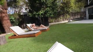 A girl got fucked on the lawn of their newly bought summer house