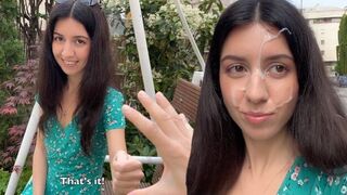 A woman got a portion of semen on her face during a walk