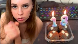 A beautiful woman is having a conversation about receiving a hard cock as a gift