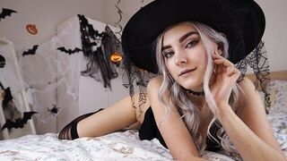 A cute witch in a sexy spell is waiting for the magic of sex