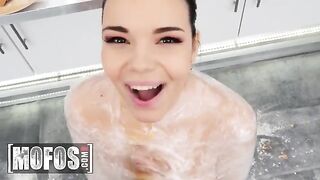 Sofia Lee, with huge natural tits, finds the best ingredient for Jordi’s cocking recipe