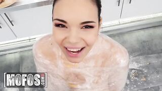 Sofia Lee, with huge natural tits, finds the best ingredient for Jordi’s cocking recipe