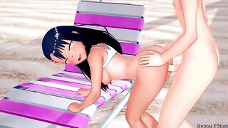 Nagatoro offers senpai a blowjob and sex on the beach