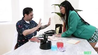 A special treatment for a cancer patient from a sexy brunette nurse