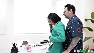 A special treatment for a cancer patient from a sexy brunette nurse