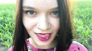 A hot chick is getting fucked in the cornfield by her stepbrother