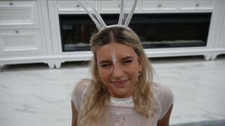 A cute girl got a face decoration and got fucked
