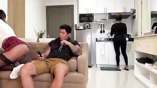 The girl came to her stepdad, but he did not notice her, and they fucked