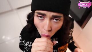 A couple has a naughty quickie on the floor covered with candy
