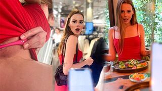 A girl almost got caught while masturbating in public places