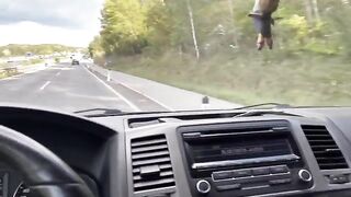 A hot chick is fucking with an Uber driver in his car