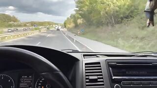 A hot chick is fucking with an Uber driver in his car