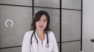 A happy patient has an encounter with her doctor in a steamy setting