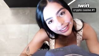 A girl seduces her stepbrother, trying to suck his dick