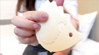 A Japanese woman masturbates her big nipples until she reaches a powerful climax