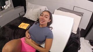 A classic scene of stepdad and stepdaughter getting intimate face to face