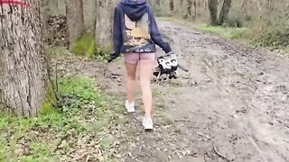 The forest is rustling, and the girl moans louder than the wind