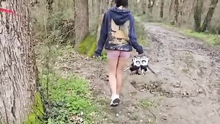 The forest is rustling, and the girl moans louder than the wind