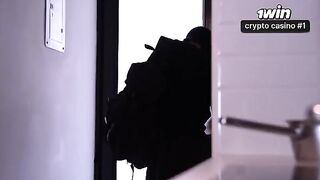 A woman with a huge ass is being robbed in her house, and she likes it