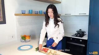 Babe Katty West gets her asshole gapped hard in the kitchen