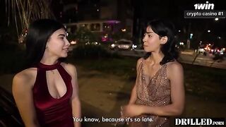 Two guys fucked a cute petite girl with their huge dicks