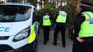 The guy was arrested for exposure, but he had to please the officer