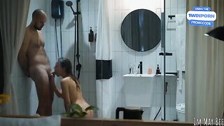 The couple has amazing sex in the shower, a real steamy session