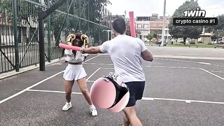 A seductive girl has a rough sex session with her personal trainer