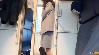 The train stewardess got a blowjob from a passenger