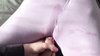 A girl rubs her wet pussy with a toy, imitating a intimate moment