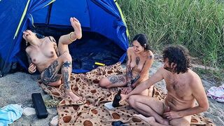 Two girls have sex in the woods after spinning a bottle
