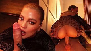 You can put it in your mouth, and there's a net on top - A hot blonde gets fucked hard in POV