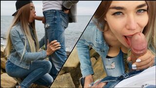 A sexy girl Veronika Charm has sex with a guy on the beach