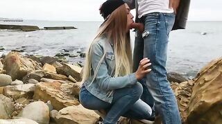 A sexy girl Veronika Charm has sex with a guy on the beach