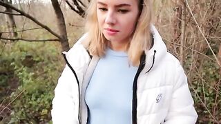 Petite girl Ava Monn fucked in the park and made a blowjob outdoors