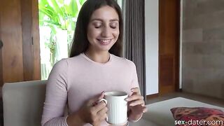 Hot brunette Kriss Kiss invited for tea and more on Sex-Dater