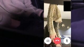 The wife has sex with someone and the husband watches the video call